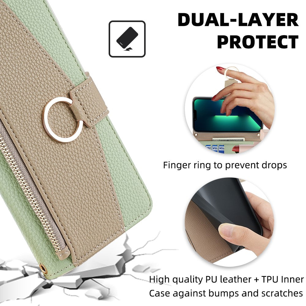 iPhone 15 Plus Wallet Flip Cover spejl og holder – Grøn - produktbillede 6