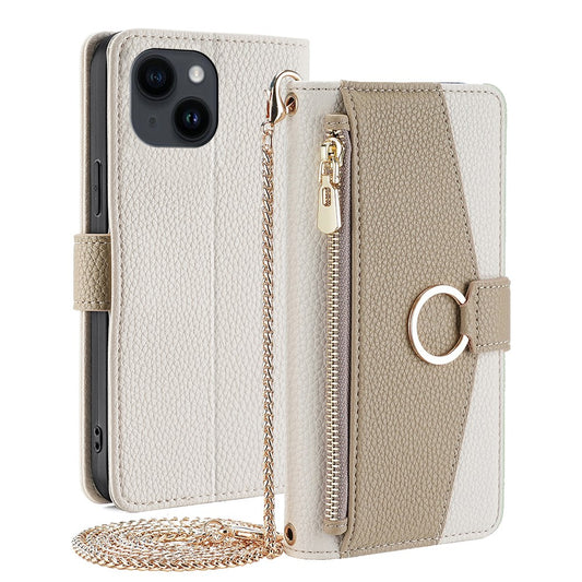 iPhone 15 Plus Wallet Flip Cover spejl og holder – Hvid - produktbillede 1