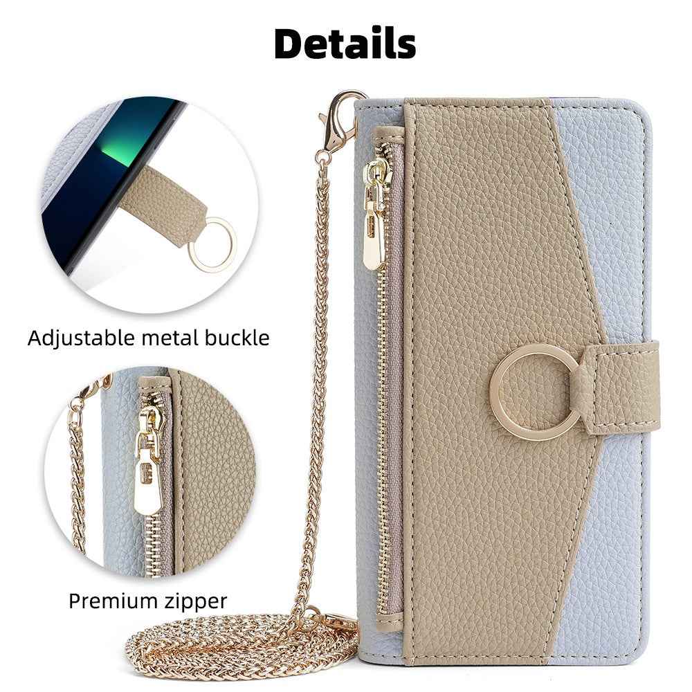 iPhone 15 Plus Wallet Flip Cover spejl og holder – Blå - produktbillede 5