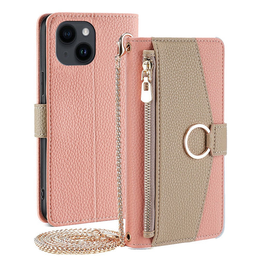 iPhone 15 Plus Wallet Flip Cover spejl og holder – Pink - produktbillede 1