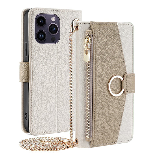 iPhone 15 Pro Max Wallet Flip Cover spejl og holder – Hvid - produktbillede 1