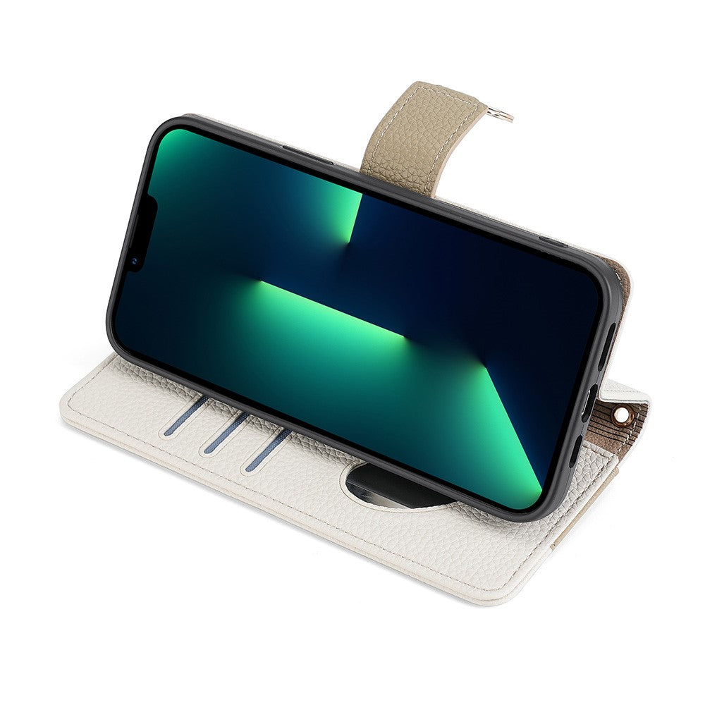 iPhone 15 Pro Max Wallet Flip Cover spejl og holder – Hvid - produktbillede 3