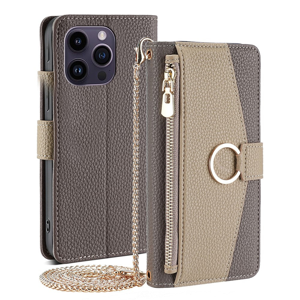 iPhone 15 Pro Max Wallet Flip Cover spejl og holder – Grå - produktbillede 1