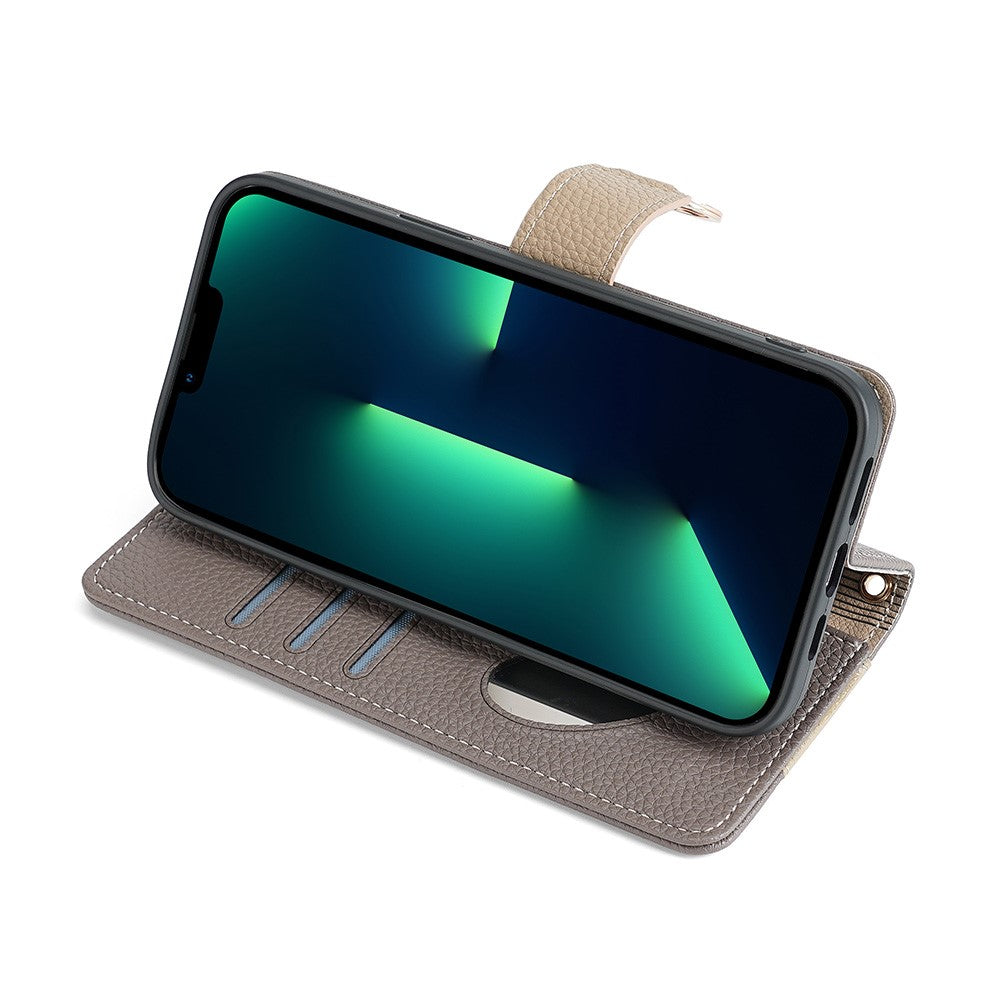 iPhone 15 Pro Max Wallet Flip Cover spejl og holder – Grå - produktbillede 3