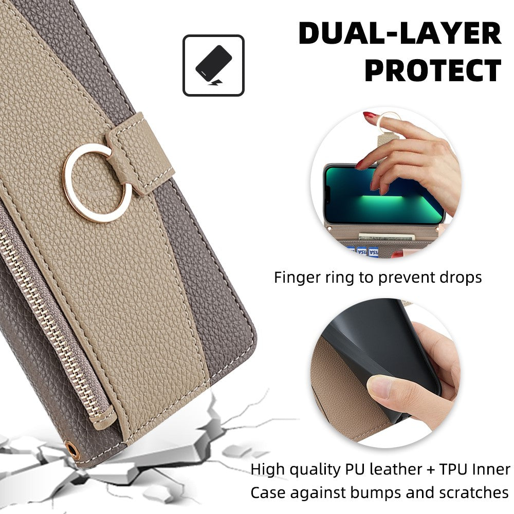 iPhone 15 Pro Max Wallet Flip Cover spejl og holder – Grå - produktbillede 7