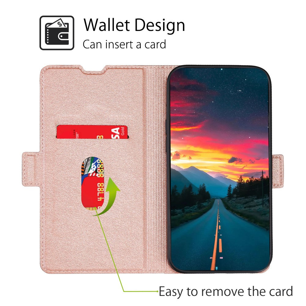 iPhone 15 Pro Wallet Flip Cover rose – Guld - produktbillede 2