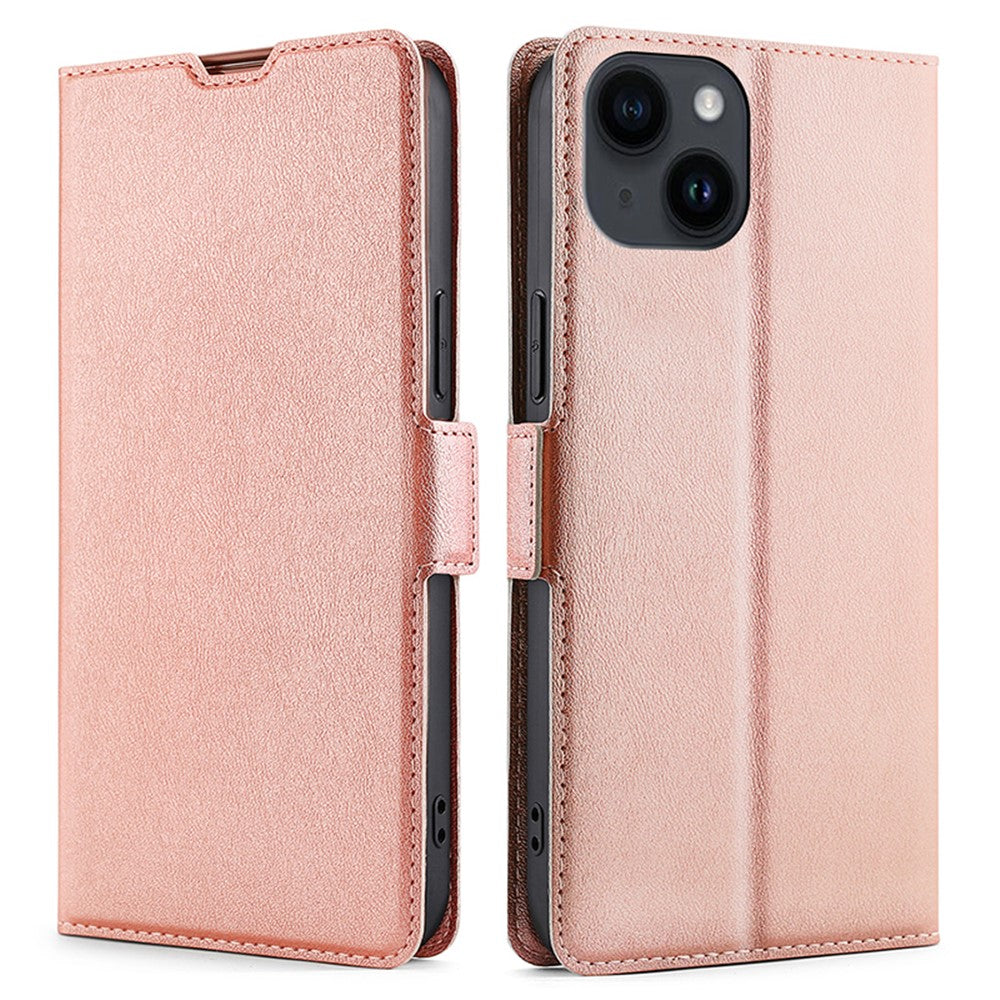 iPhone 15 TPU Stand Cover Card Slot Shockproof Rose – Guld - produktbillede 1