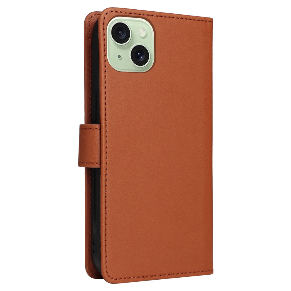 iPhone 15 Plus Læder Cover med kortholder 2i1 Aftagelig M/ Og Strop – Brun - produktbillede 11