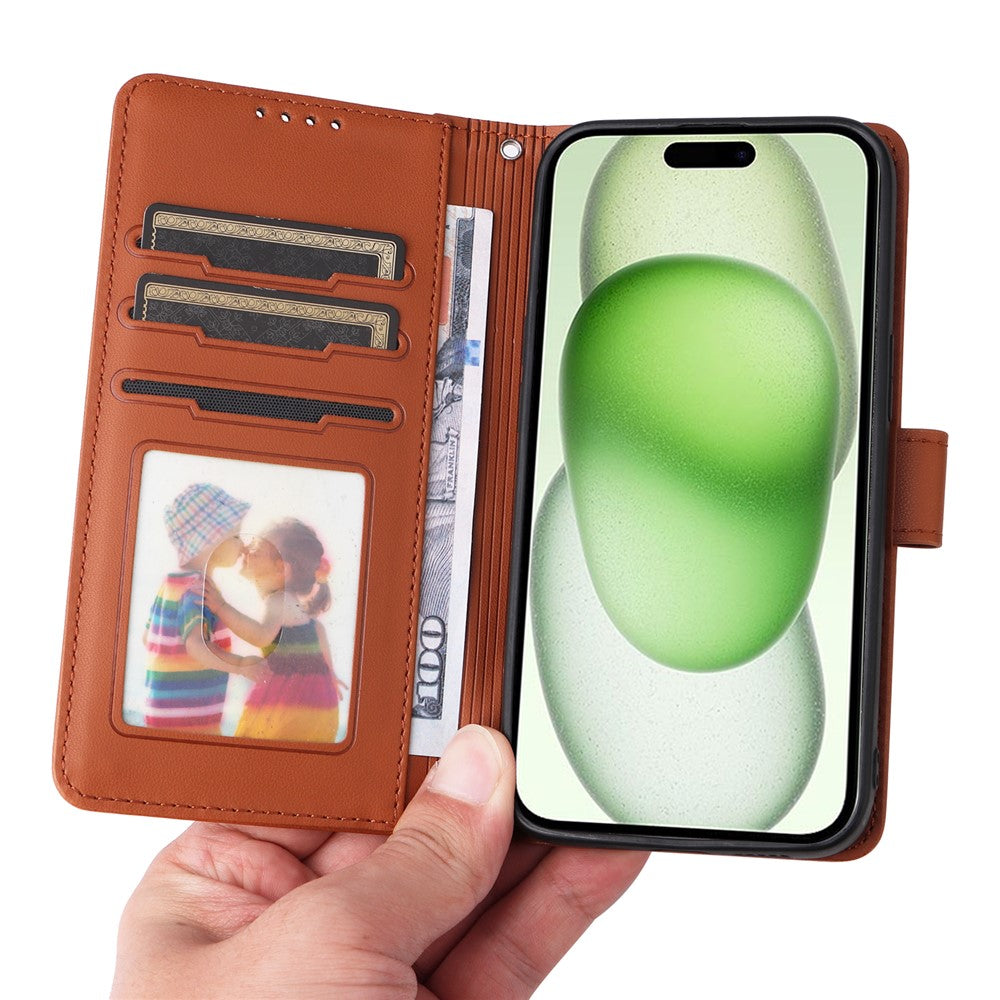 iPhone 15 Plus Læder Cover med kortholder 2i1 Aftagelig M/ Og Strop – Brun - produktbillede 8