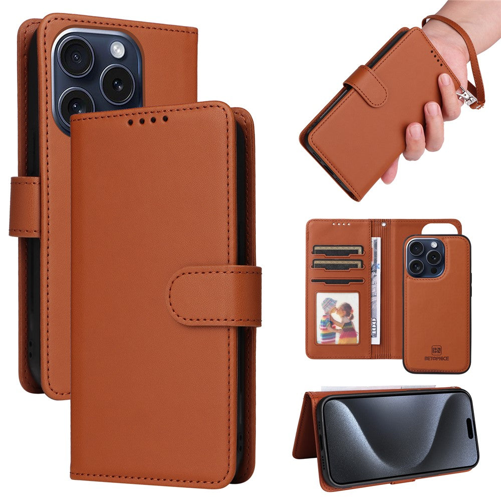 iPhone 15 Pro Læder Cover Detachable 2 in 1 – Brun - produktbillede 1