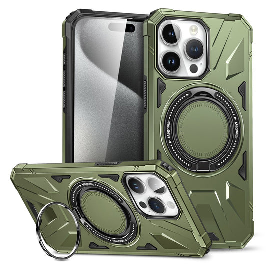 iPhone 15 Pro Cover Anti fall Metal Bracket Dark – Grøn - produktbillede 1