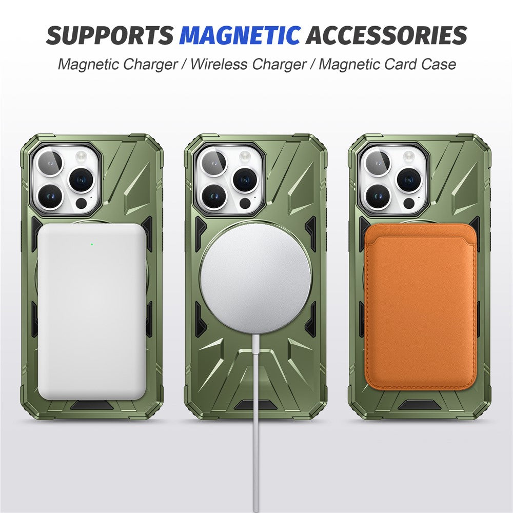 iPhone 15 Pro Cover Anti fall Metal Bracket Dark – Grøn - produktbillede 3
