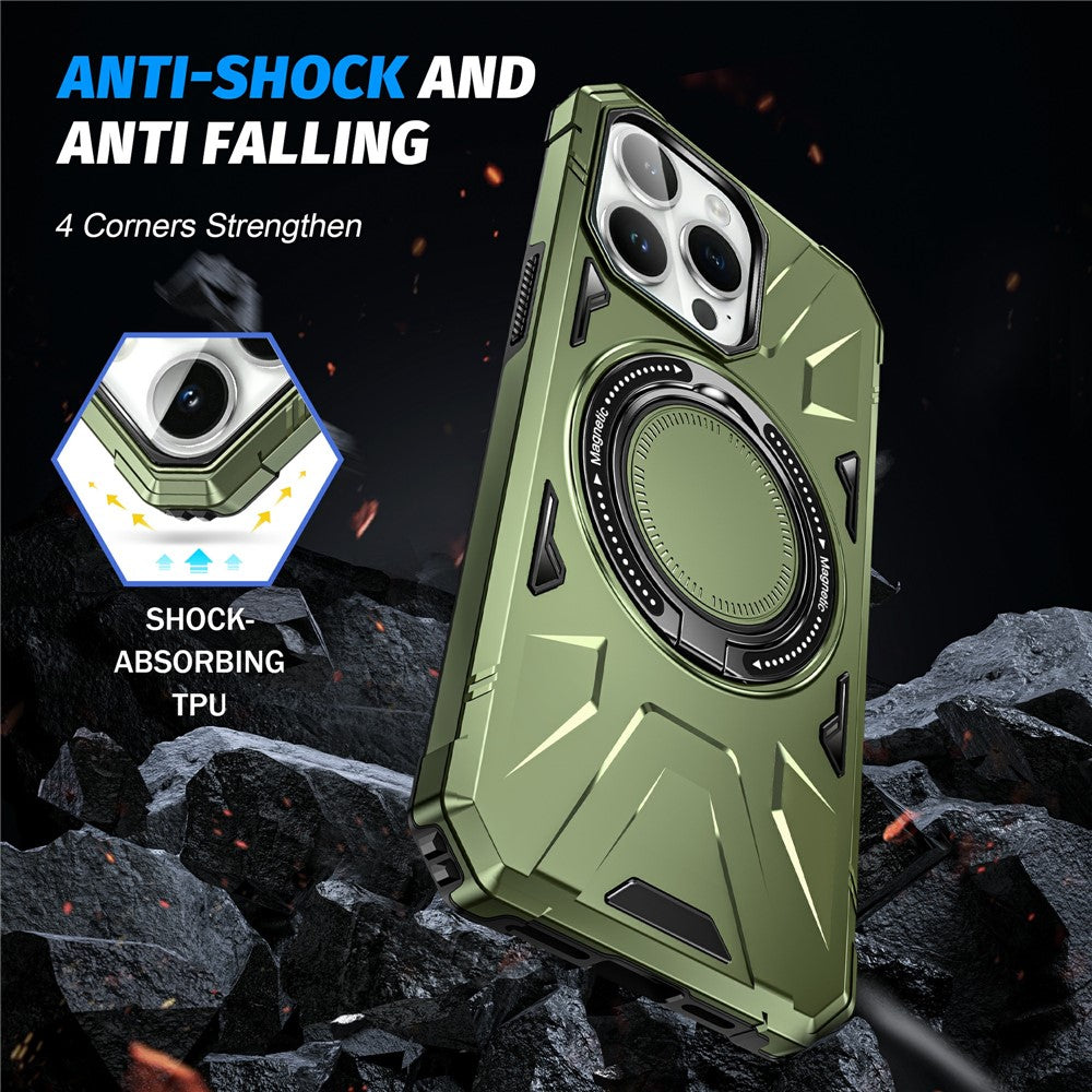 iPhone 15 Pro Cover Anti fall Metal Bracket Dark – Grøn - produktbillede 4
