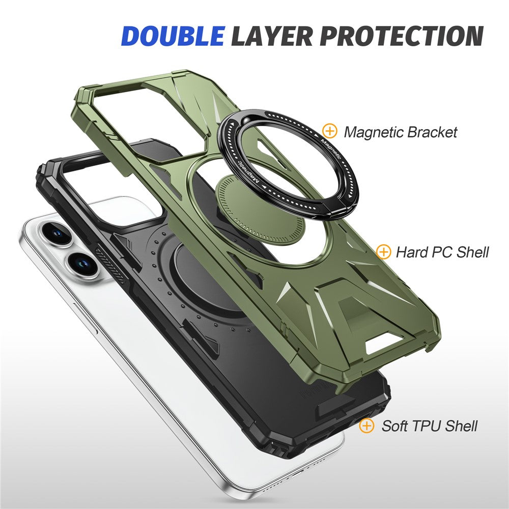 iPhone 15 Pro Cover Anti fall Metal Bracket Dark – Grøn - produktbillede 5