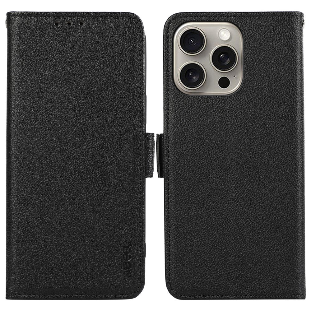 iPhone 15 Pro Læder Cover med kortholder Rfid Blokering – Sort - produktbillede 1