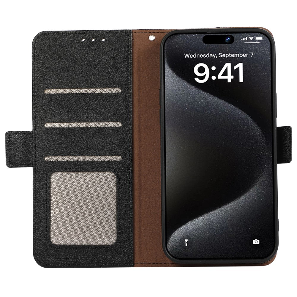 iPhone 15 Pro Læder Cover med kortholder Rfid Blokering – Sort - produktbillede 2