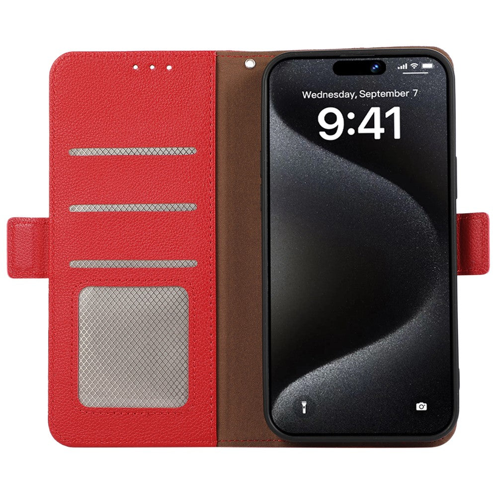 iPhone 15 Pro Læder Cover med kortholder Rfid Blokering – Rød - produktbillede 2