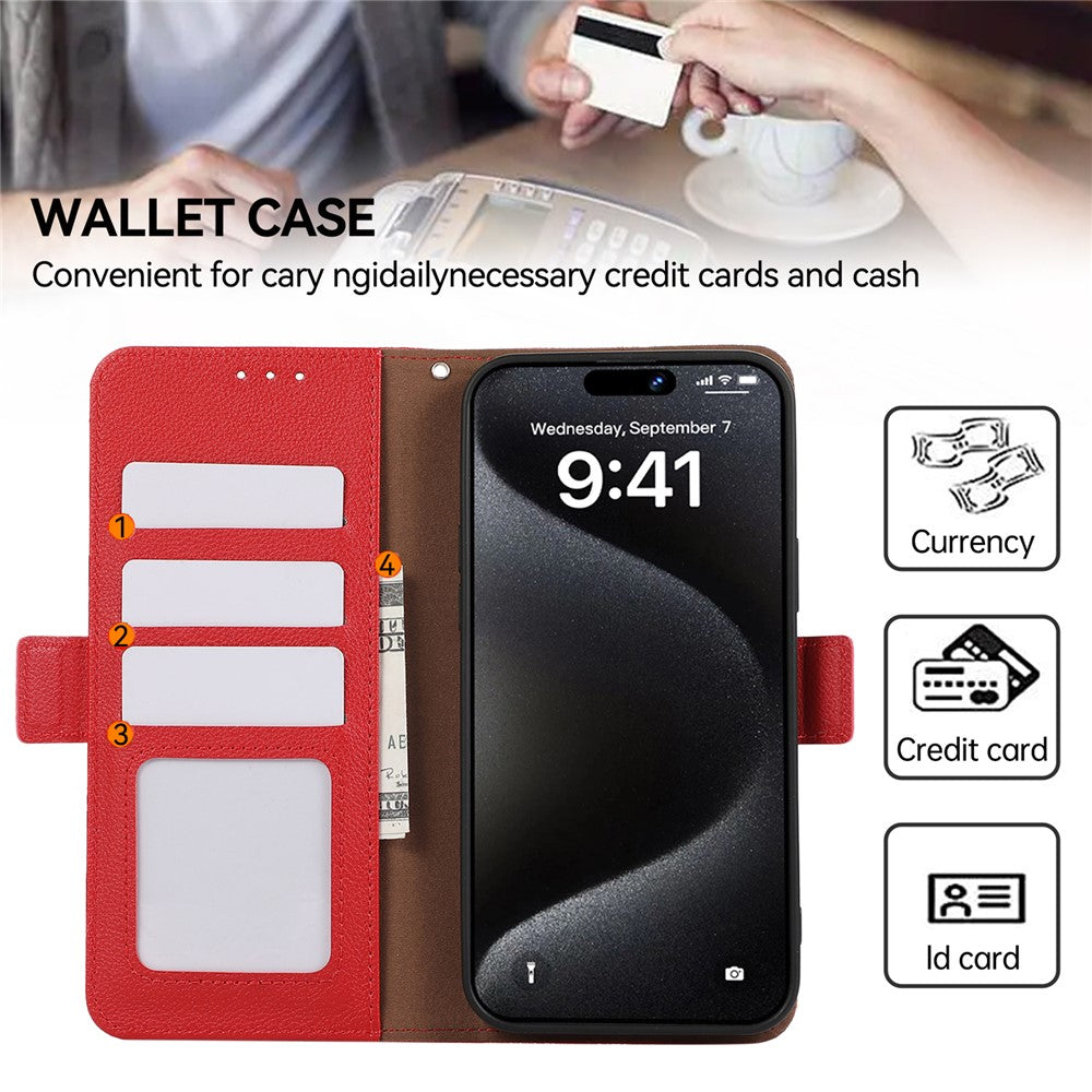 iPhone 15 Pro Læder Cover med kortholder Rfid Blokering – Rød - produktbillede 5