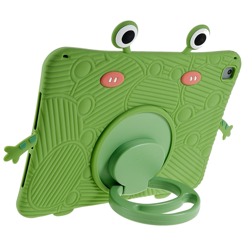 For iPad Air (2013) / Air 2 / iPad 9.7-inch (2017) / (2018) Cartoon Frog Design Tablet Case Anti-drop Kickstand Silicone + PC Cover - produktbillede 4