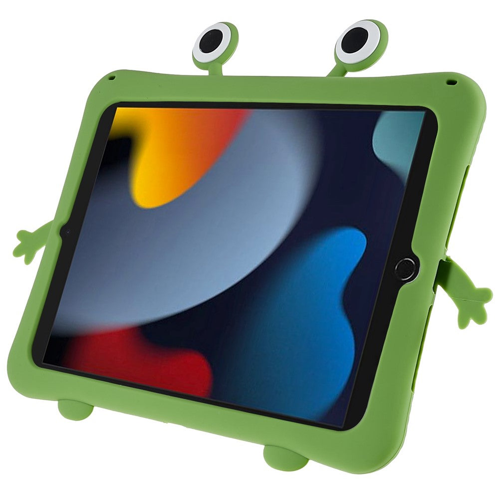 For iPad Air (2013) / Air 2 / iPad 9.7-inch (2017) / (2018) Cartoon Frog Design Tablet Case Anti-drop Kickstand Silicone + PC Cover - produktbillede 5