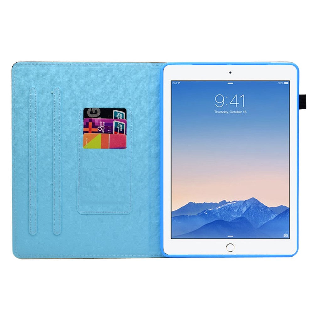 For iPad Air (2013) / Air 2 / iPad 9.7-inch (2017) / (2018) PU Leather Tablet Case Stitching Pattern Printing Stand Cover with Card Holder - Horses - produktbillede 2