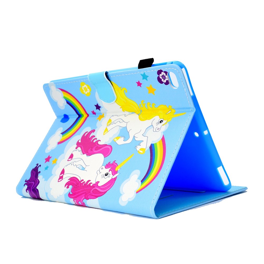 For iPad Air (2013) / Air 2 / iPad 9.7-inch (2017) / (2018) PU Leather Tablet Case Stitching Pattern Printing Stand Cover with Card Holder - Horses - produktbillede 4