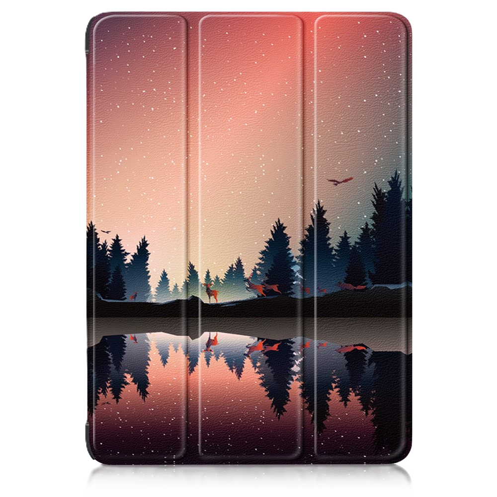 For iPad 10.9 (2022) Pattern Printed Protective Case PU Leather Anti-Drop Auto Wake / Sleep Tablet Cover with Trifold Stand - Starry Sky