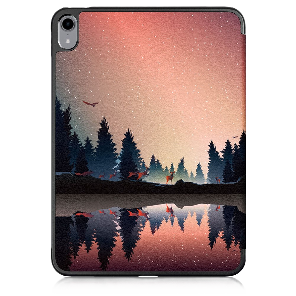For iPad 10.9 (2022) Pattern Printed Protective Case PU Leather Anti-Drop Auto Wake / Sleep Tablet Cover with Trifold Stand - Starry Sky