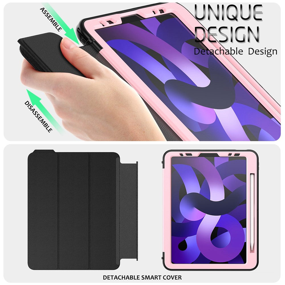For iPad Pro 11 (2018) / (2020) / (2021) / (2022) / iPad Air (2020) / (2022) Detachable Shockproof Tablet Case PU Leather Tri-fold Stand Auto Wake / Sleep Cover - Pink - produktbillede 10