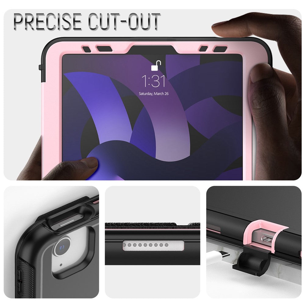 For iPad Pro 11 (2018) / (2020) / (2021) / (2022) / iPad Air (2020) / (2022) Detachable Shockproof Tablet Case PU Leather Tri-fold Stand Auto Wake / Sleep Cover - Pink - produktbillede 11