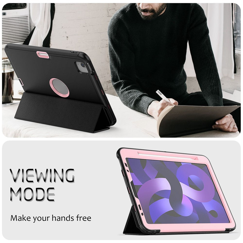 For iPad Pro 11 (2018) / (2020) / (2021) / (2022) / iPad Air (2020) / (2022) Detachable Shockproof Tablet Case PU Leather Tri-fold Stand Auto Wake / Sleep Cover - Pink - produktbillede 3