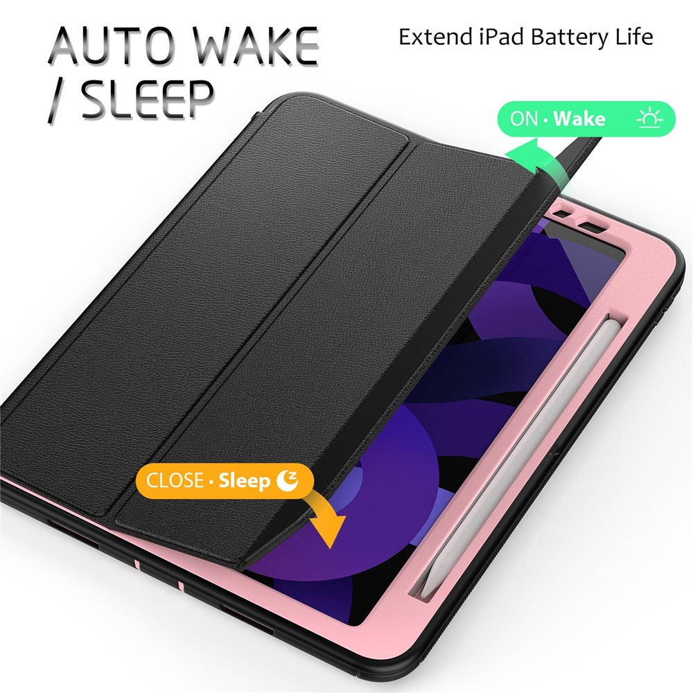 For iPad Pro 11 (2018) / (2020) / (2021) / (2022) / iPad Air (2020) / (2022) Detachable Shockproof Tablet Case PU Leather Tri-fold Stand Auto Wake / Sleep Cover - Pink - produktbillede 8