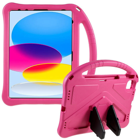 For iPad 10.9 (2022) EVA Rugged Shockproof Tablet Cover Convertible Handle Kickstand Protective Kids Case - Rose
