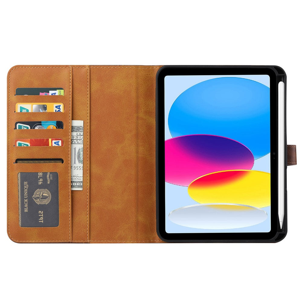 Mag.iPad 109 (2022) Outer Card Slot Design PU Leather Tablet Case Magnetic Clasp Wallet Stand Anti-scratch Cover with Pen Slot - Red - produktbillede 2