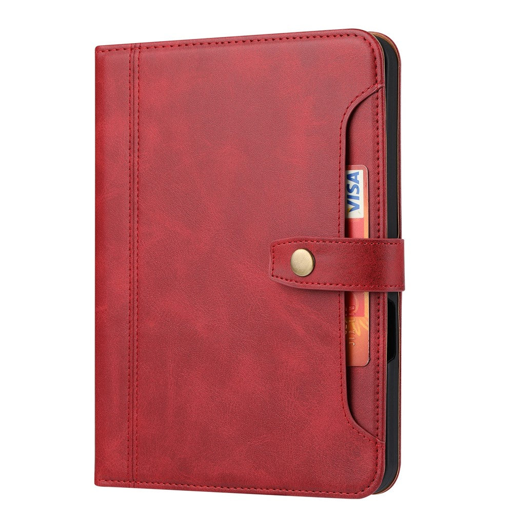 Mag.iPad 109 (2022) Outer Card Slot Design PU Leather Tablet Case Magnetic Clasp Wallet Stand Anti-scratch Cover with Pen Slot - Red - produktbillede 4