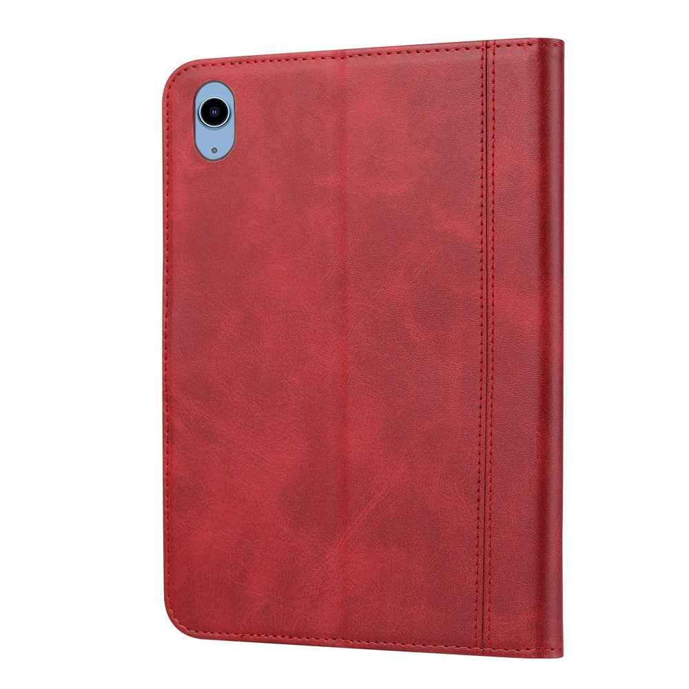 Mag.iPad 109 (2022) Outer Card Slot Design PU Leather Tablet Case Magnetic Clasp Wallet Stand Anti-scratch Cover with Pen Slot - Red - produktbillede 5