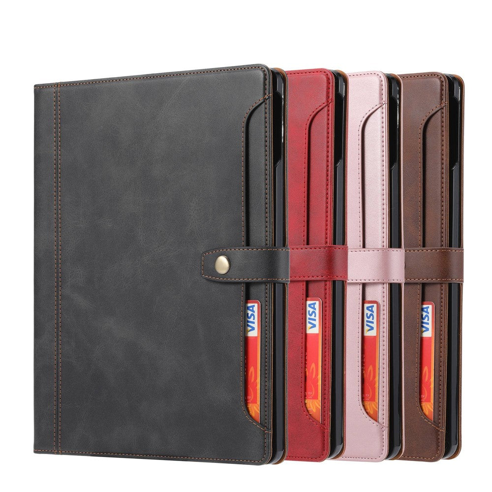 Mag.iPad 109 (2022) Outer Card Slot Design PU Leather Tablet Case Magnetic Clasp Wallet Stand Anti-scratch Cover with Pen Slot - Red - produktbillede 6