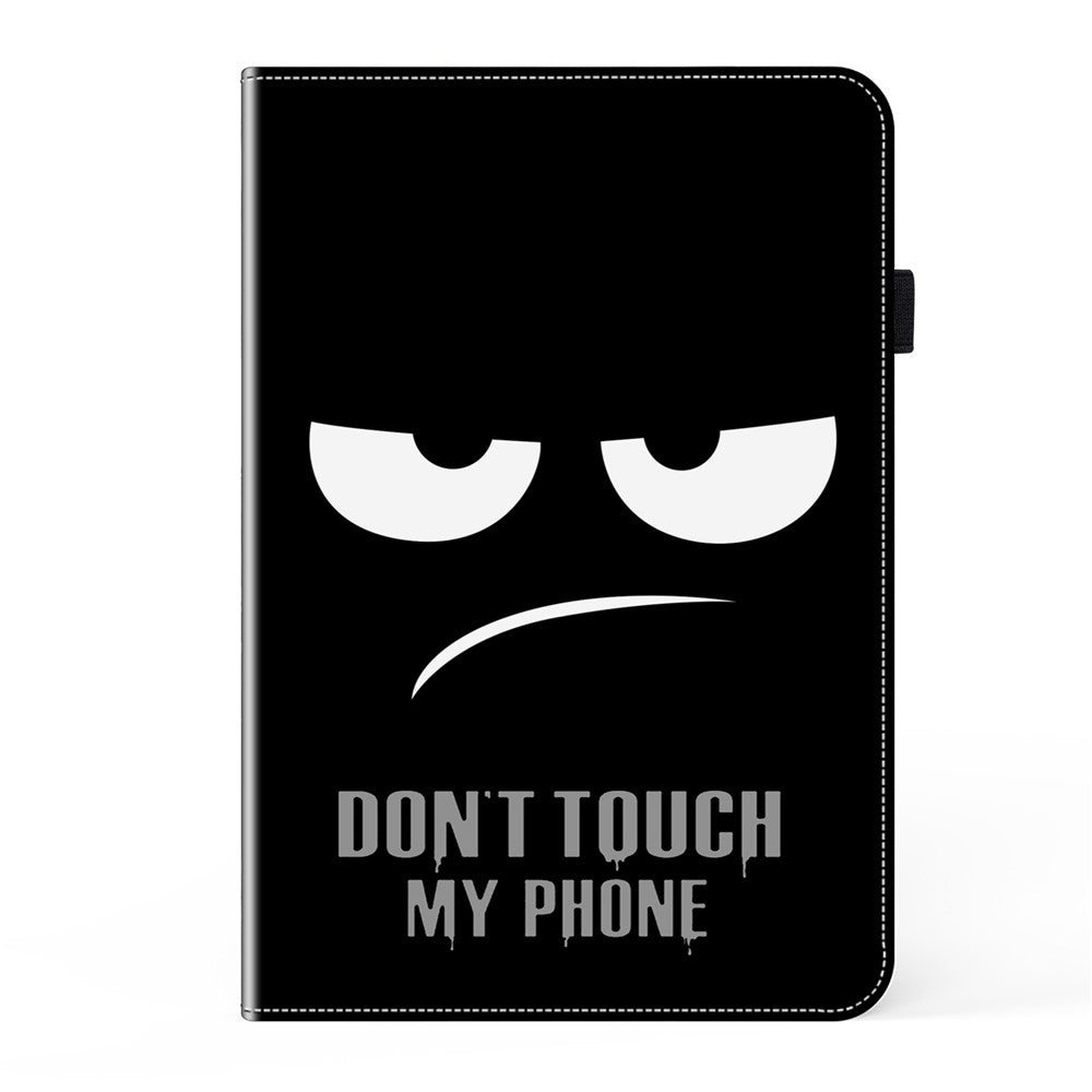 For iPad (2025) / 10.9 (2022) Pattern Printing PU Leather Flip Cover Anti-Scratch Strap Closure Tablet Case with Stand - Don't Touch My Phone - produktbillede 10