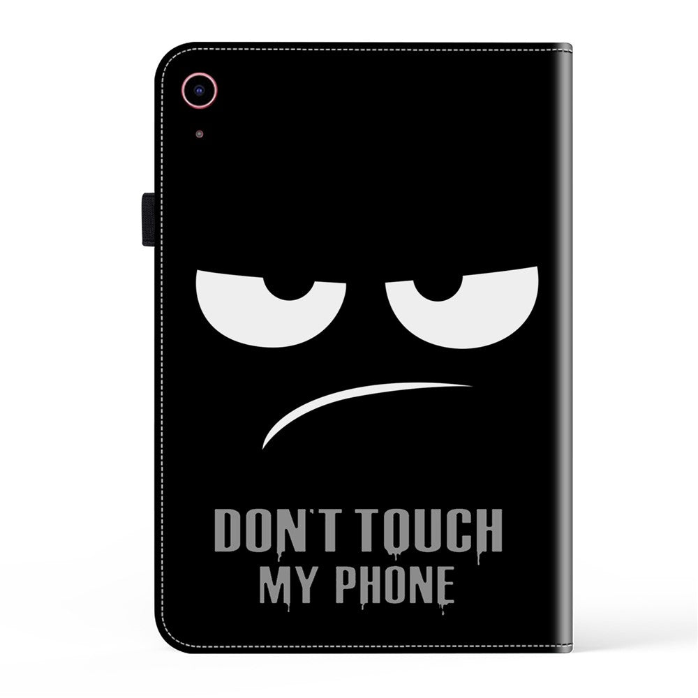 For iPad (2025) / 10.9 (2022) Pattern Printing PU Leather Flip Cover Anti-Scratch Strap Closure Tablet Case with Stand - Don't Touch My Phone - produktbillede 11