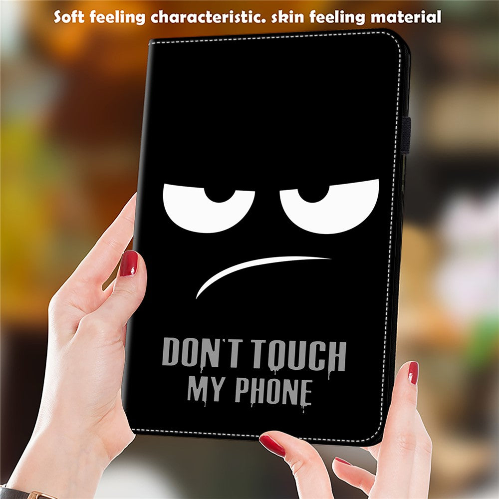 For iPad (2025) / 10.9 (2022) Pattern Printing PU Leather Flip Cover Anti-Scratch Strap Closure Tablet Case with Stand - Don't Touch My Phone - produktbillede 4