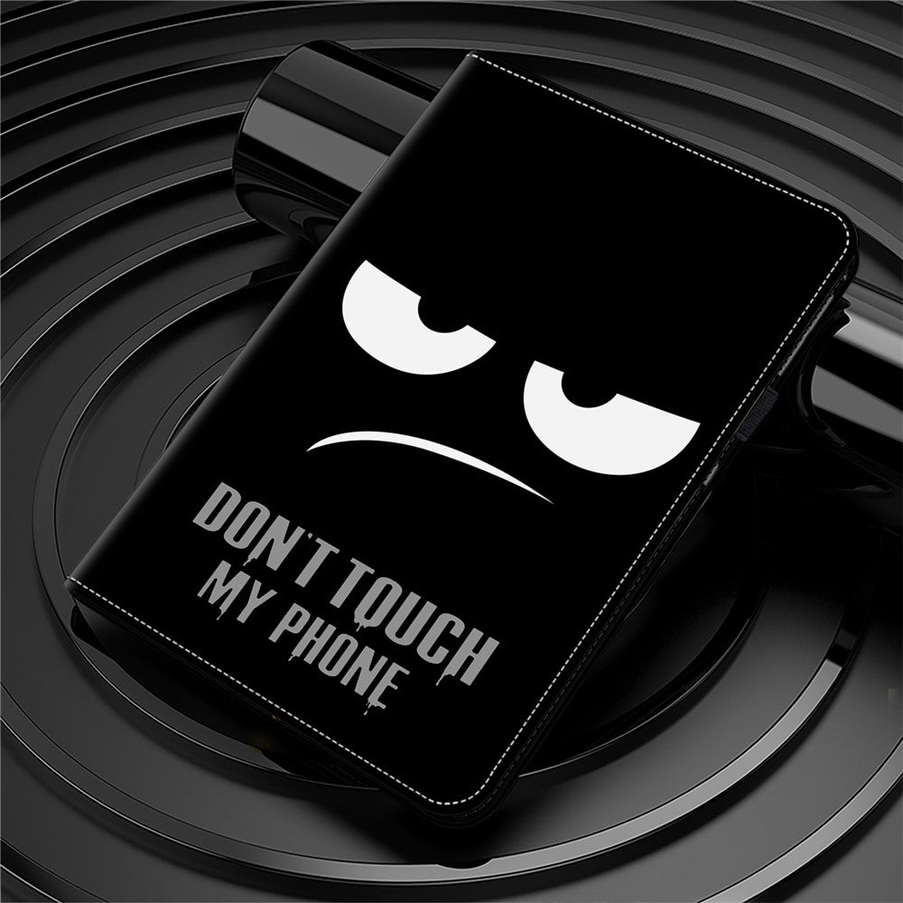 For iPad (2025) / 10.9 (2022) Pattern Printing PU Leather Flip Cover Anti-Scratch Strap Closure Tablet Case with Stand - Don't Touch My Phone - produktbillede 6