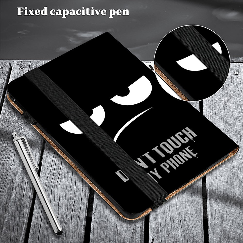 For iPad (2025) / 10.9 (2022) Pattern Printing PU Leather Flip Cover Anti-Scratch Strap Closure Tablet Case with Stand - Don't Touch My Phone - produktbillede 7