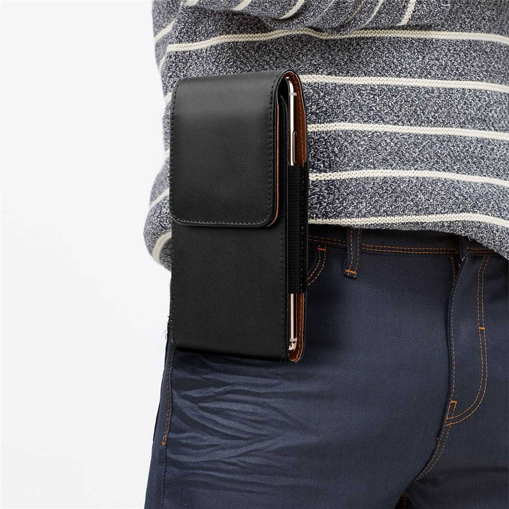 5.2-5.5 inch Mobile Phone Carrying Pouch Vertical Waist Bag PU Leather Belt Hanging Bag, Size: XL - produktbillede 2