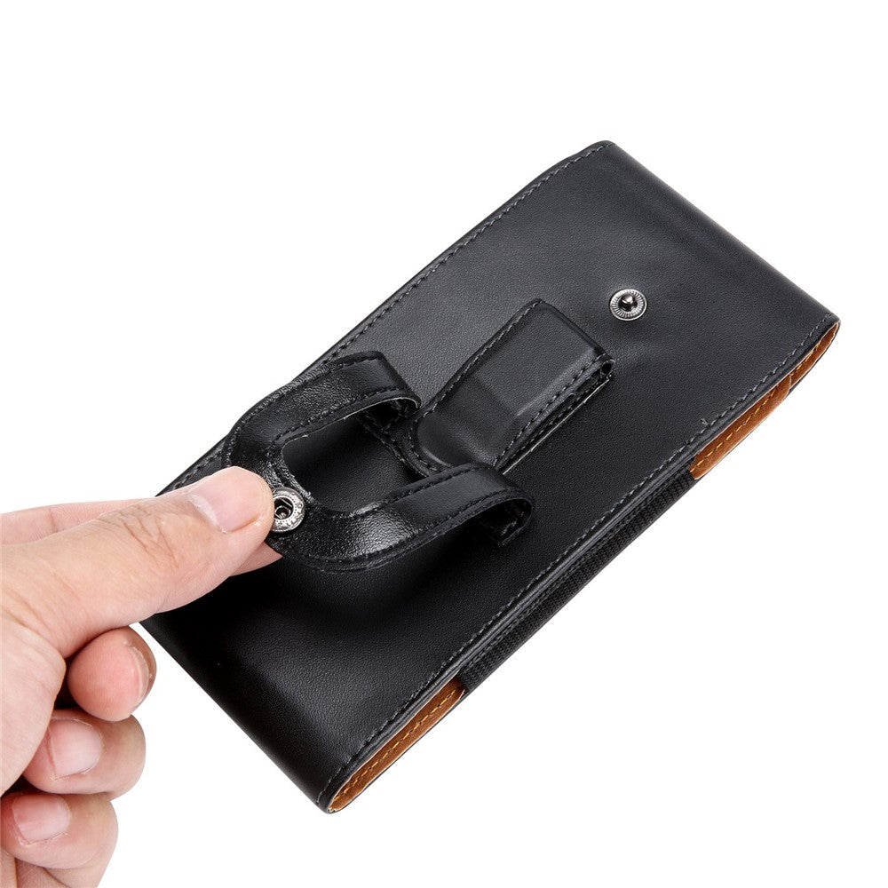 5.2-5.5 inch Mobile Phone Carrying Pouch Vertical Waist Bag PU Leather Belt Hanging Bag, Size: XL - produktbillede 3