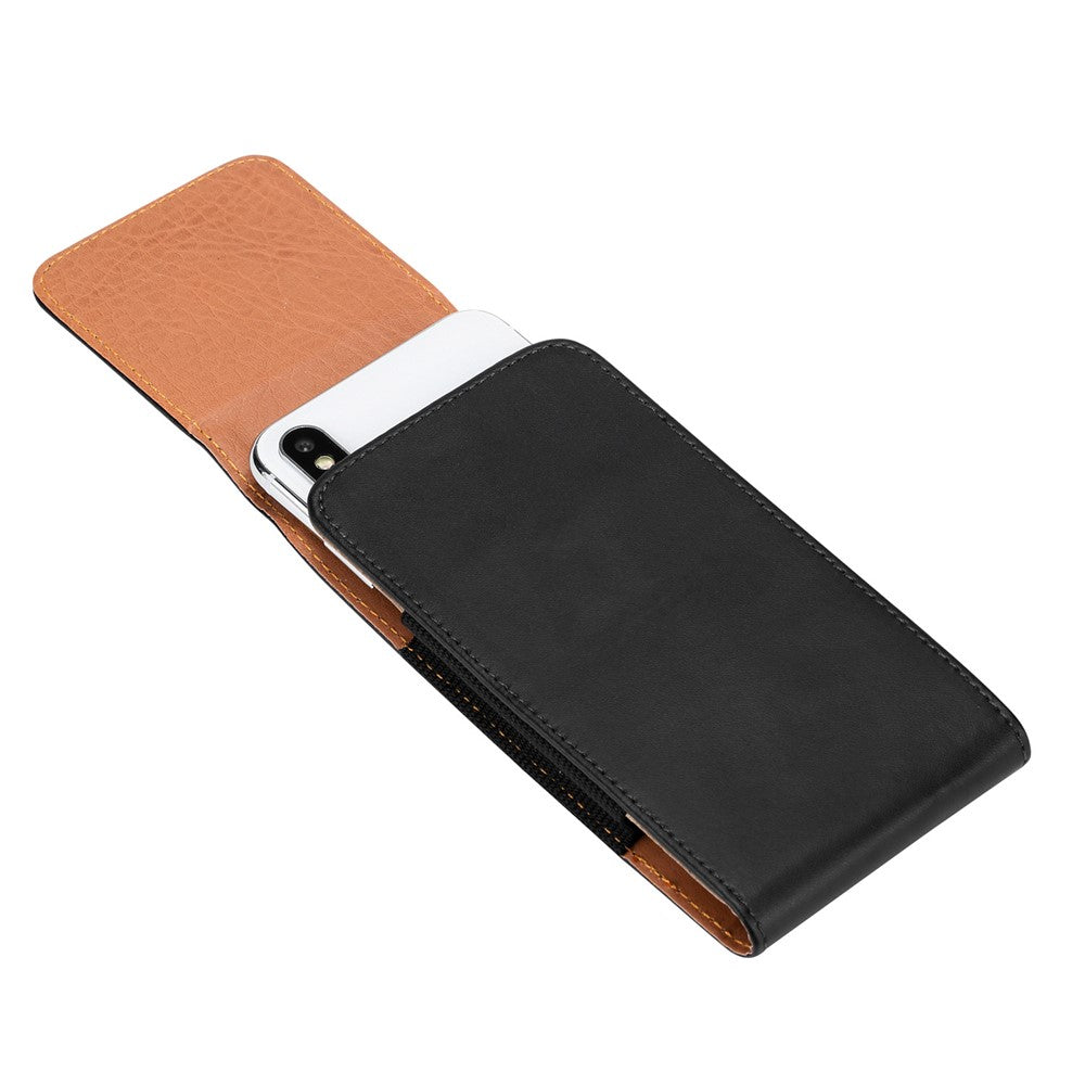 5.2-5.5 inch Mobile Phone Carrying Pouch Vertical Waist Bag PU Leather Belt Hanging Bag, Size: XL - produktbillede 4