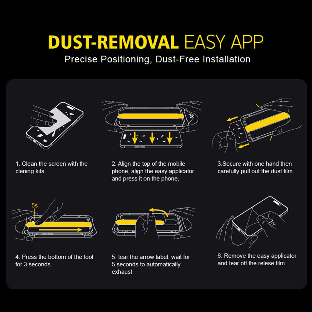 iPhone 13 / 13 Pro / 14 Tempered Glass Silk Printing Clear Full Screen Protector with Easy Installation Tool - produktbillede 11