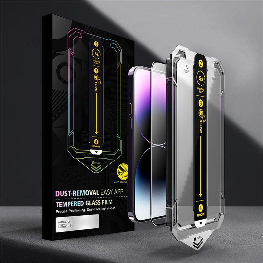 iPhone 13 / 13 Pro / 14 Tempered Glass Silk Printing Clear Full Screen Protector with Easy Installation Tool - produktbillede 1