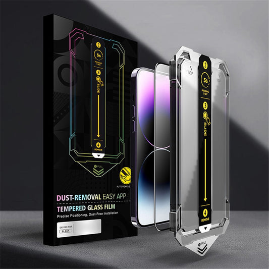 iPhone 13 / 13 Pro / 14 Tempered Glass Silk Printing Clear Full Screen Protector with Easy Installation Tool - produktbillede 1