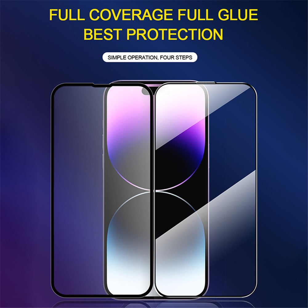 iPhone 13 / 13 Pro / 14 Tempered Glass Silk Printing Clear Full Screen Protector with Easy Installation Tool - produktbillede 3