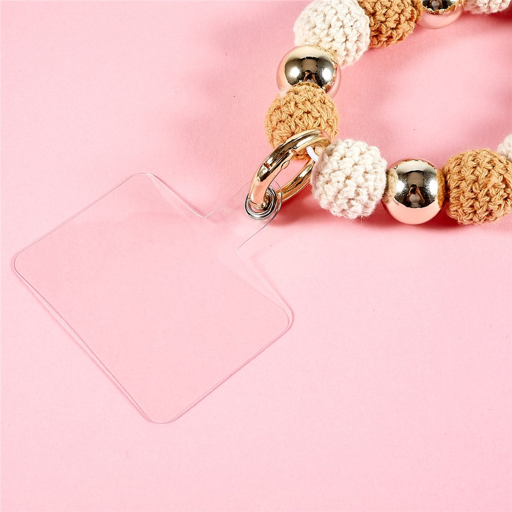 Universal Phone Wrist Strap Knitted Pompom Bead Anti-lost Phone Lanyard Bracelet - Brown - produktbillede 3